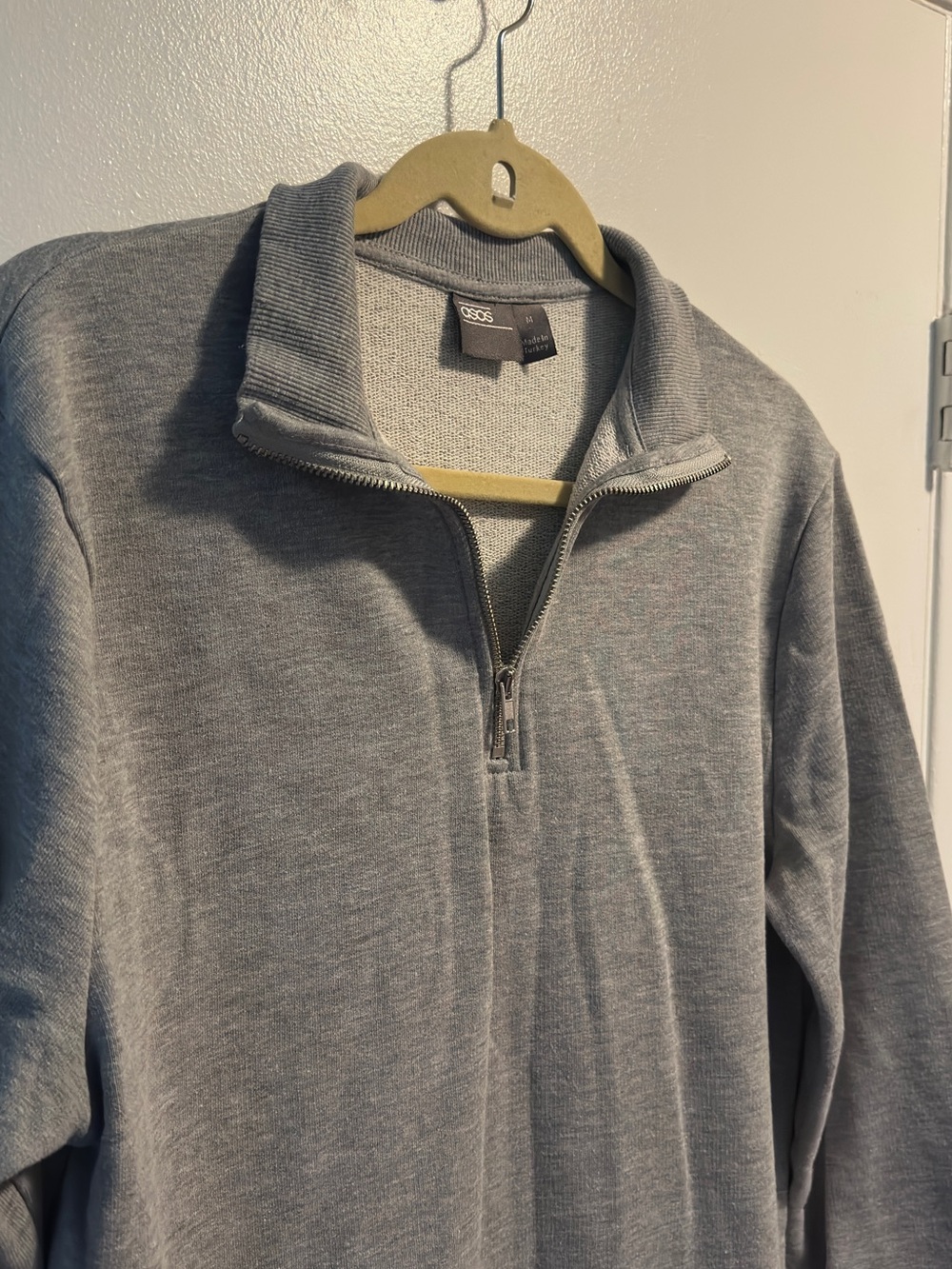 ASOS Men’s Gray Quarter-Zip Zip-Up Sweater Pullover